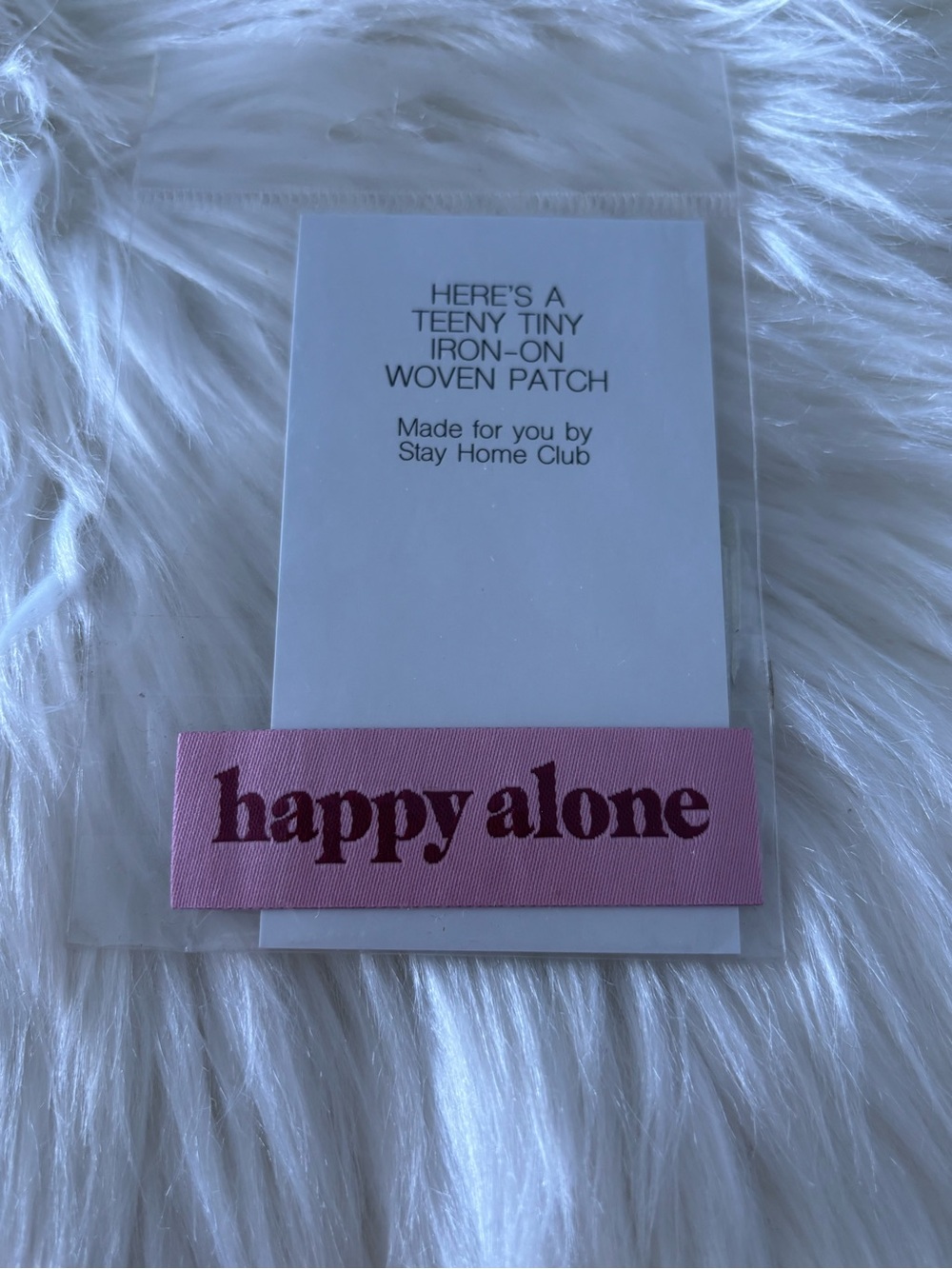 Happy Alone Pink Iron-On Patch Stay Home Club